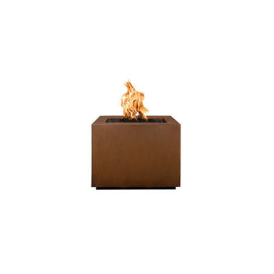 Top Fires Square Corten Steel Gas Fire Pit - Match Lit