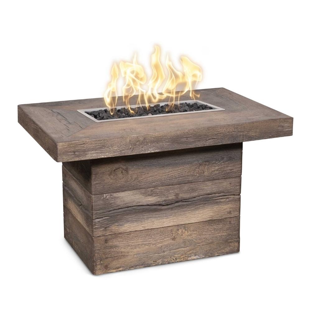 Top Fires Yuma 36" Rectangular Wood Grain GFRC Gas Fire Pit Table