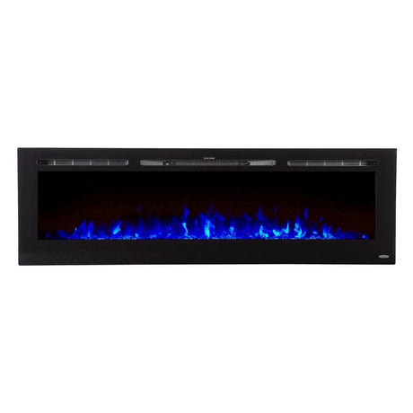 Touchstone Sideline 72-Inch Recessed Electric Fireplace Blue Flame