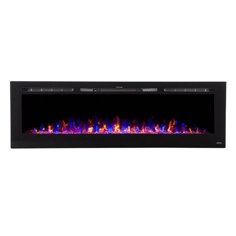 Touchstone Sideline 72-Inch Recessed Electric Fireplace Multicolor Flame with fire glass