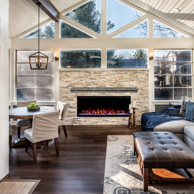 Touchstone Sideline Elite 60-Inch Electric Fireplace with Industrial Mantel in Great Room
