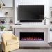 Touchstone Sideline Elite 60" Electric Fireplace with white transitional mantel below the tv