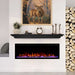 Touchstone Sideline Elite 60" Electric Fireplace with black transitional mantel in living room
