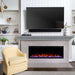 Touchstone Sideline Elite 60" Electric Fireplace with gray transitional mantel below the tv