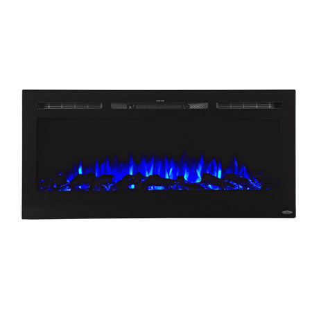 Touchstone The Sideline™ 40" - Recessed Electric Fireplace (#80027) with blue flames and ember bed lights off