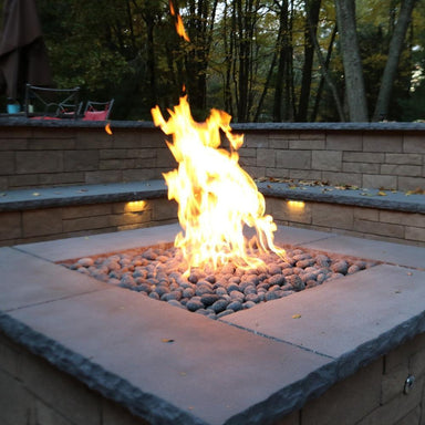 Custom Square Fire Pit with Rocks