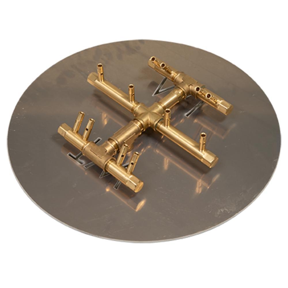 Warming Trends CFBCTL120 Circular Tree-Style CROSSFIRE 10-Inch Brass Gas Burner with 18" Circular Plate