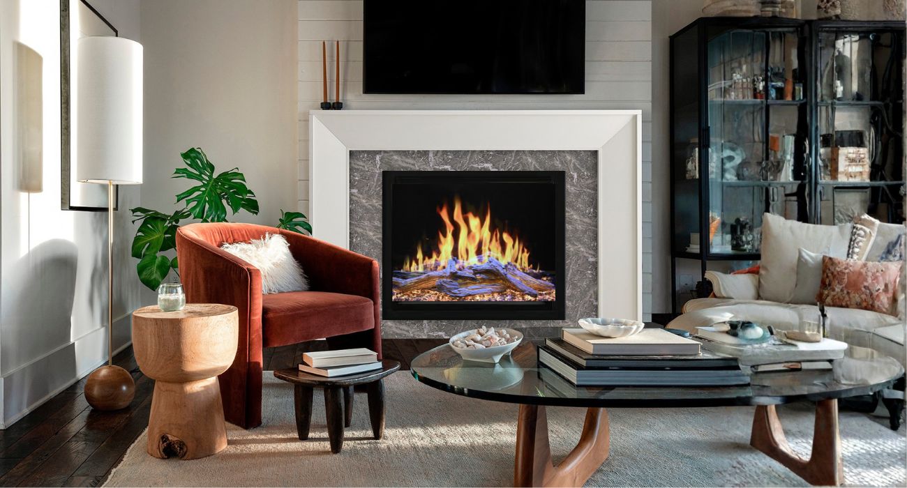 Electric Fireplace Insert in a cozy living room