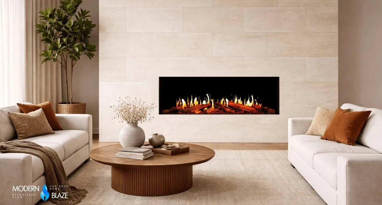 Modern Flames Orion Multi electric fireplace in a modern living room