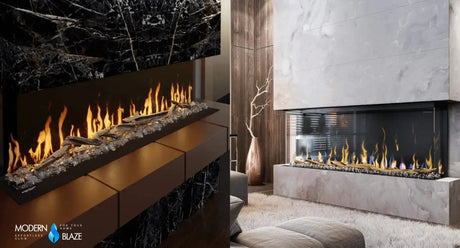 Modern Flames Orion Multi vs Dimplex Ignite XL Bold 3-sided electric fireplaces side by side