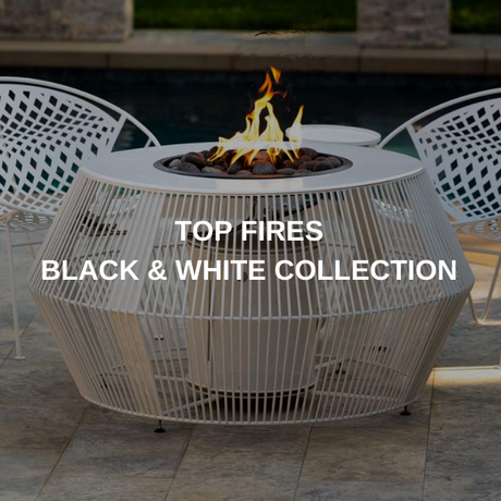 Top Fires Black and White outdoor gas fire pit and table