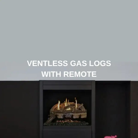 Vent-free gas log set in a black wall-mounted firebox