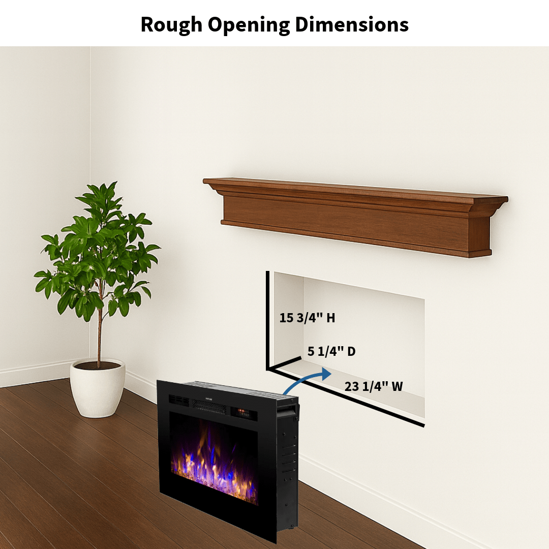 Touchstone Sideline 28-Inch rough opening dimensions: 23 1/4 inches wide, 15 3/4 high, 5 1/4 deep