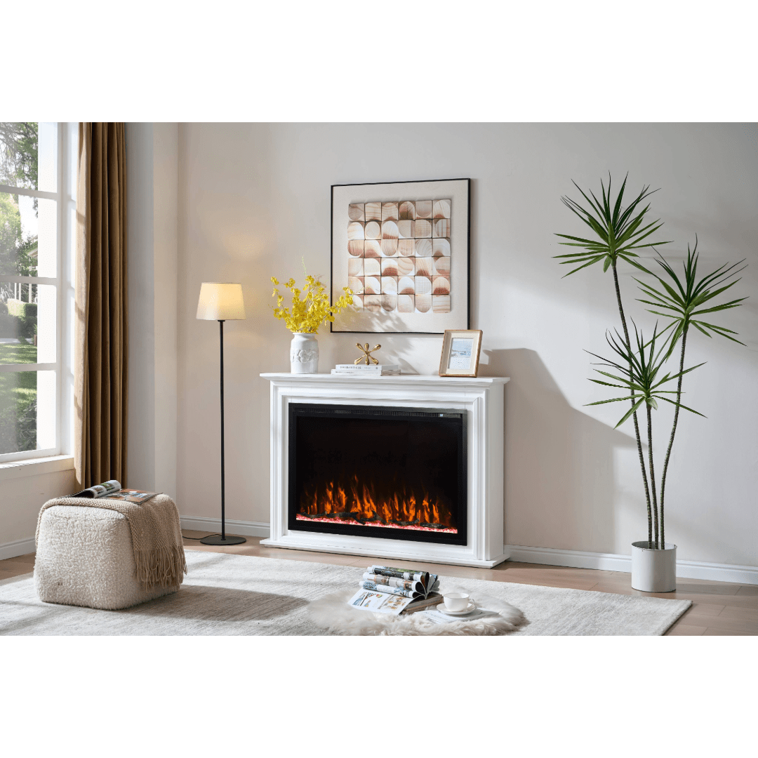 Touchstone Forte Elite 40-Inch Freestanding electric fireplace installed in a room