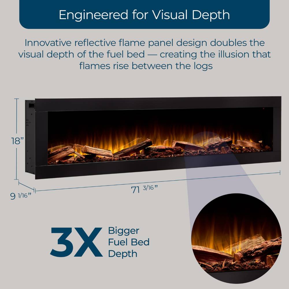 Ambe Fireplaces Linear 72 Dimensions