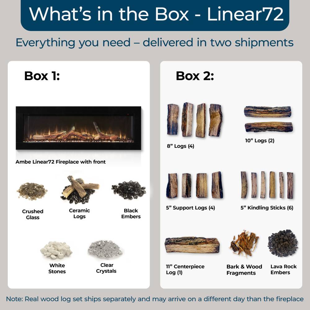 Ambe Fireplaces Linear 72 What's in the Box