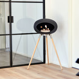 Black-Black Polished Steel Bowl Soaptreated Oak Legs 800076
