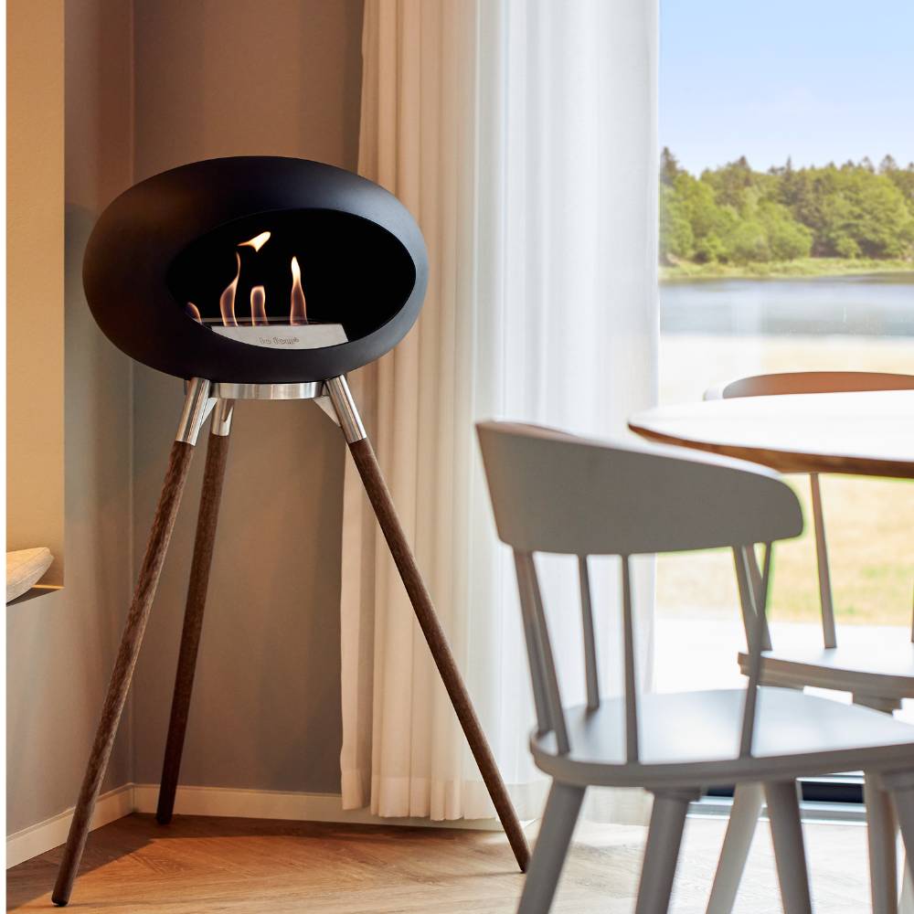 Black-Polished Steel Bowl Smoked Oak Legs 800077
