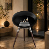 Black-Polished Steel Bowl Smoked Oak Legs 800080