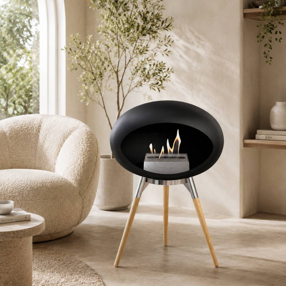Black-Polished Steel Bowl Soaptreated Oak Legs 800079