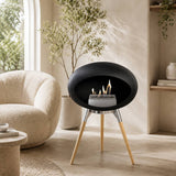 Black-Polished Steel Bowl Soaptreated Oak Legs 800079
