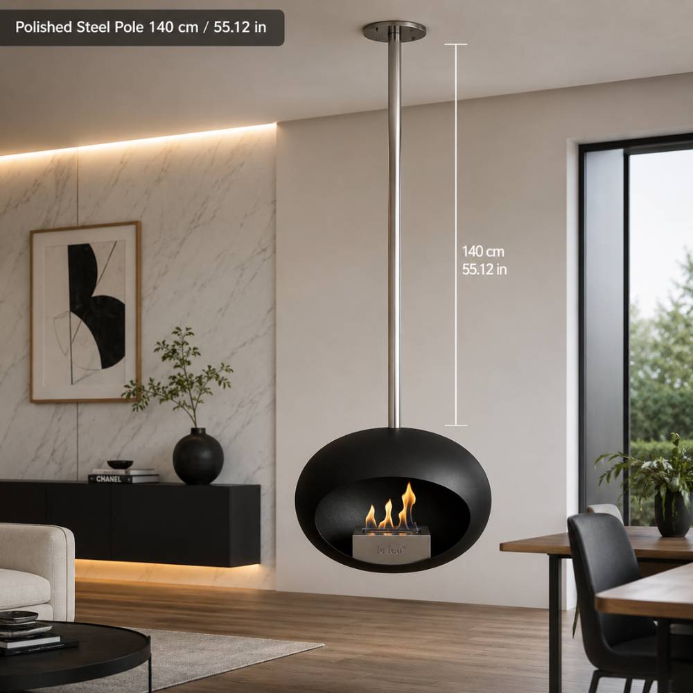 Black-Polished Steel Pole 140 cm 55.12 in 800097