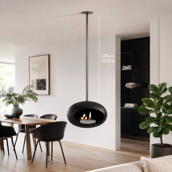 Black-Polished Steel Pole 120 cm 47.24 in 800081