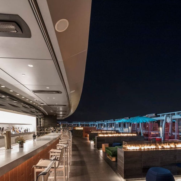 Bromic Black Tungsten Electric Heaters Recessed in Outdoor Area