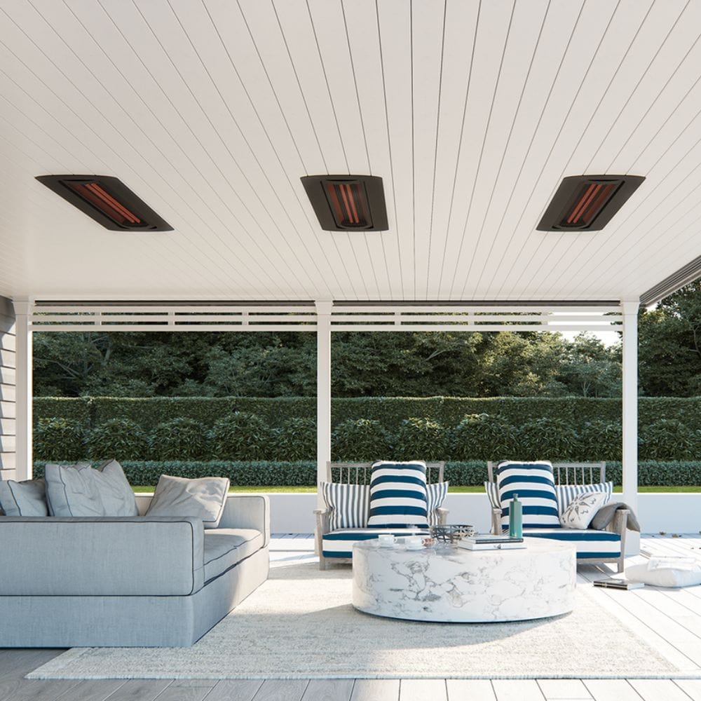 Bromic Black Tungsten Electric Heaters Recessed in Outdoor Patio