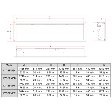 Dynasty Allegro Fireplace Dimensions
