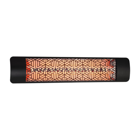 Eurofase 4000W 39-Inch Dual Element Electric Patio Heater with Mason Decor Plate, turned on