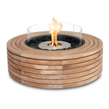 EcoSmart Fire Ark 39-Inch Round Concrete Fire Pit Table Ethanol in Teak
