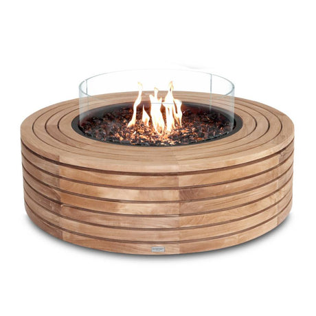 EcoSmart Fire Ark 39-Inch Round Concrete Fire Pit Table Gas in Teak