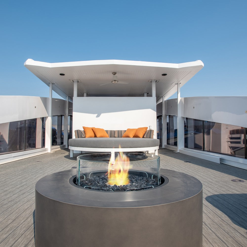 EcoSmart Fire Ark 39-Inch Round Concrete Fire Pit Table at Brava Yacht