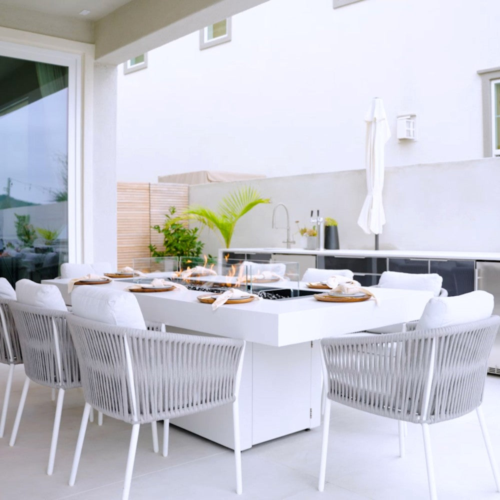 EcoSmart Fire Gin 90 Dining Height Rectangular Fire Pit Table at Outdoor Dining