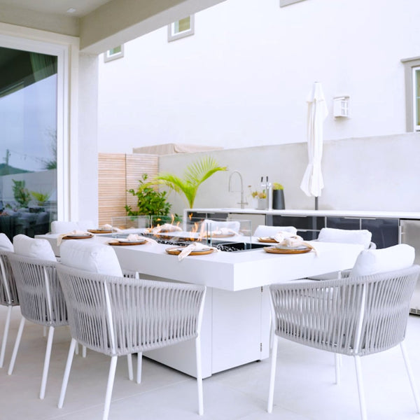 EcoSmart Fire Gin 90 Dining Height Rectangular Fire Pit Table at Outdoor Dining