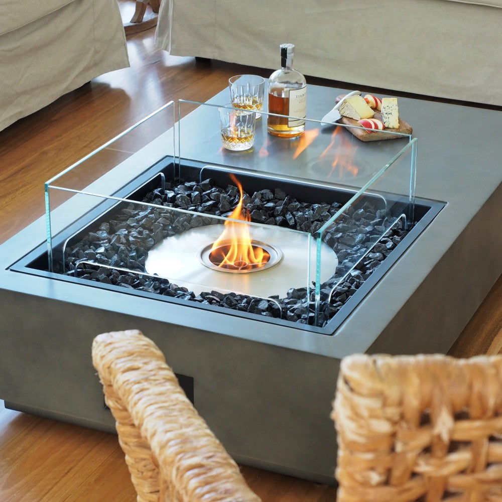 EcoSmart Fire Manhattan 50 Compact Rectangular Fire Pit Table at Private Residence Balmain