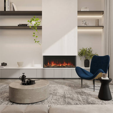 EcoSmart Fire Switch Linear Electric Fireplace in a modern scandi styled space