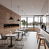 EcoSmart Fire Motion Linear Built-In Electric Fireplace Cafe Scene