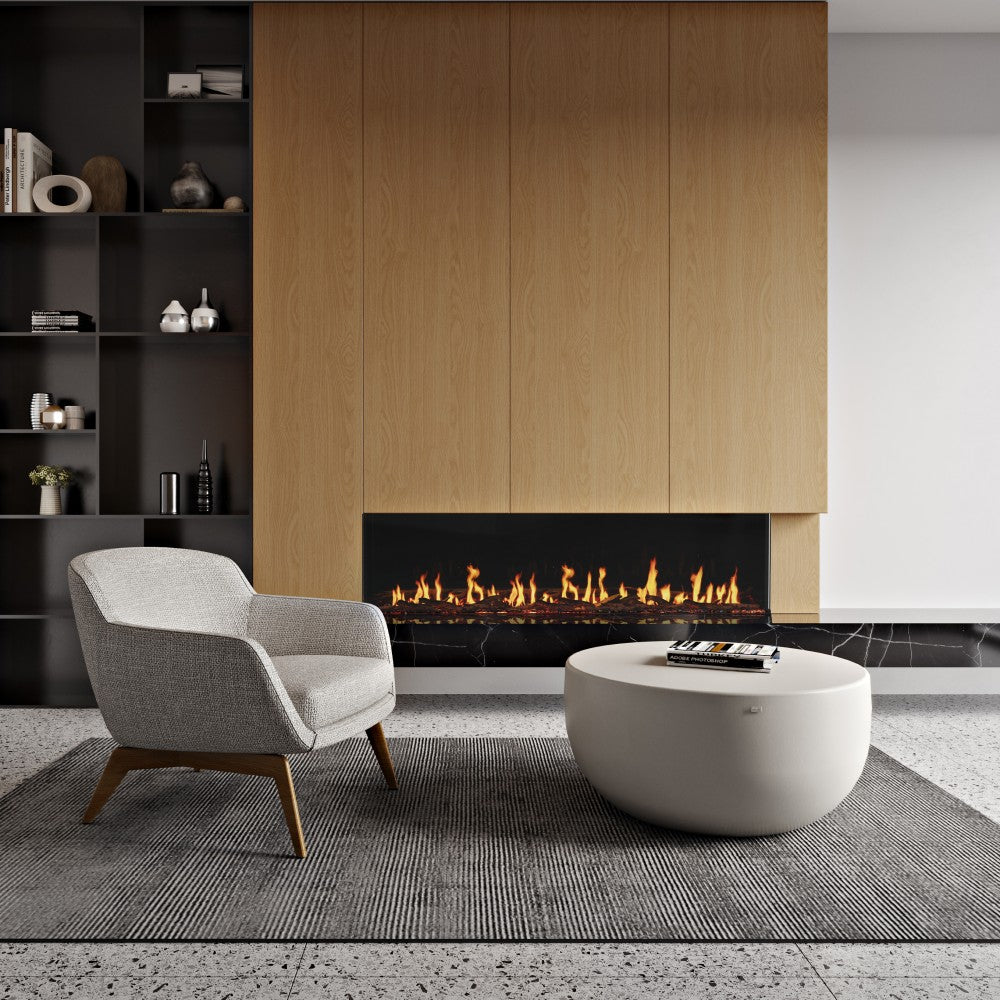 EcoSmart Fire Motion Linear Built-In Electric Fireplace Sitting Room