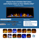 Close view of the Touchstone Forte Elite 40-Inch Freestanding flame and lit ember bed