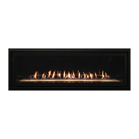 Empire Boulevard 60-Inch Linear Direct Vent Gas Fireplace with Crushed Glass and Black Trim