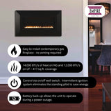 Empire Boulevard SL: 30-Inch Wall Mounted/Recessed Ventless Gas Fireplace Features