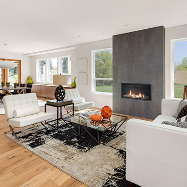 Empire Loft 46-Inch Linear Direct Vent Gas Fireplace at Living Room