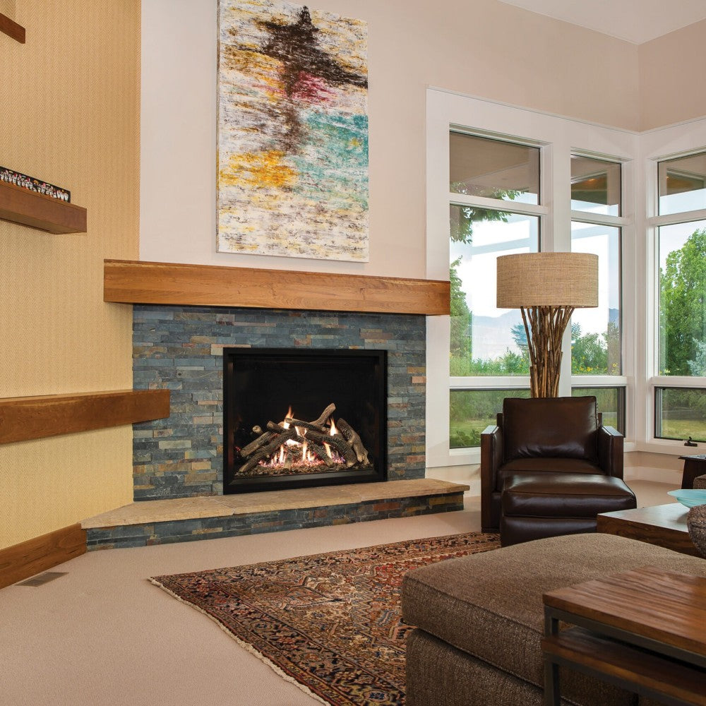 Empire Rushmore Traditional Direct Vent Gas Fireplace with Black Liner in Living Room