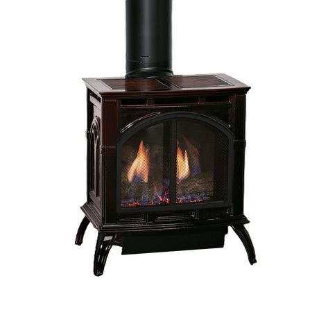 Empire Spirit Small Direct Vent Cast Iron Stove in Porcelain Mahogany Finish