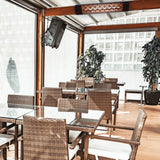 Eurofase 1500W 39-inch Infrared Electric Heater mounted on a beam at a restaurant