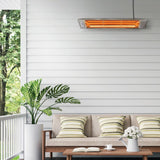 Eurofase 1500W 39-inch Infrared Electric Heater mounted on a white shiplap styled wall - side view