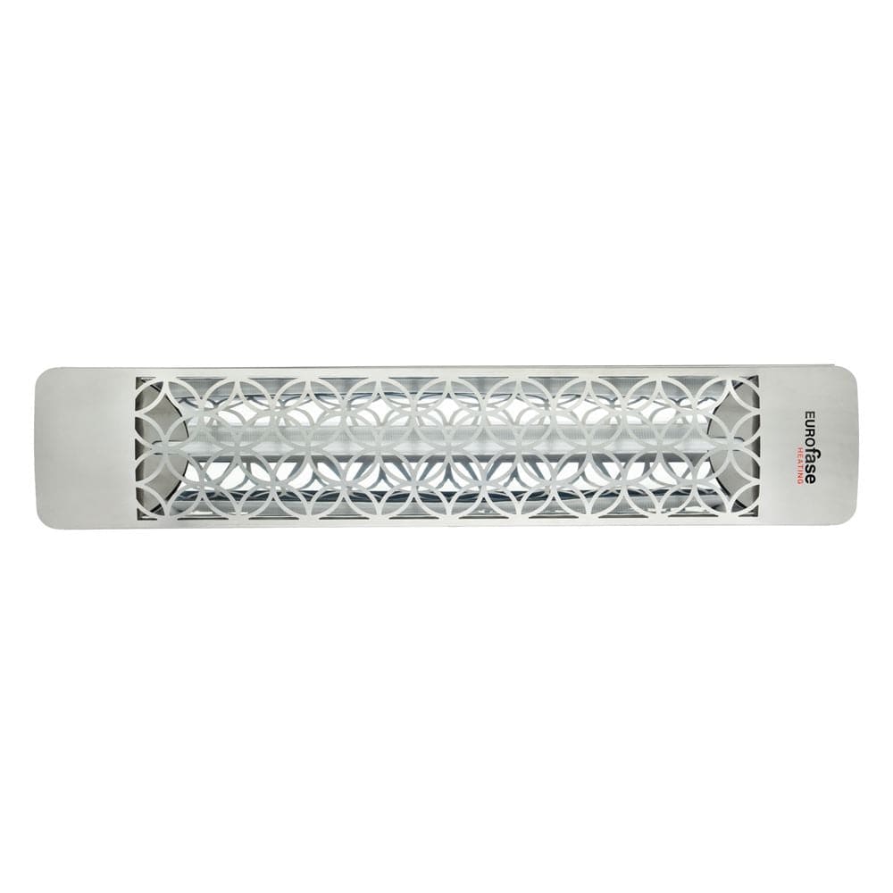 Eurofase 1500w stainless steel infrared electric heater with clover decor plate - angle view