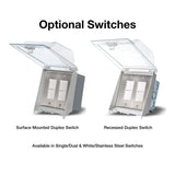 optional weatherproof duplex switch - angle view